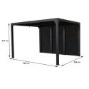 Pergola bioclimatique alu anthracite 10,80m² toit avec lames ovales aluminium + ventelles latérales pour côté 3,60m – HABRITA