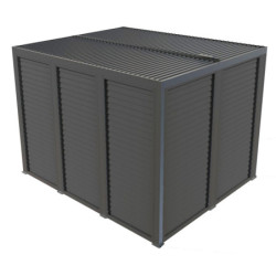Pergola bioclimatique alu anthracite 10,80m² toit avec lames ovales alu + ventelles pour les côtés 3m et 3,60m – HABRITA