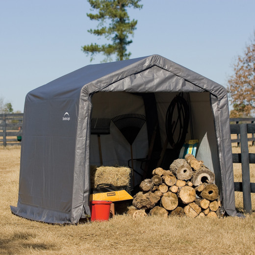 Abri de jardin 9m² démontable en acier et polyéthylène gris – Shelter Logic