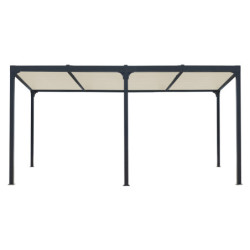 Pergola bioclimatique aluminium anthracite 21,52m² + toit avec lames ovales écru HABRITA