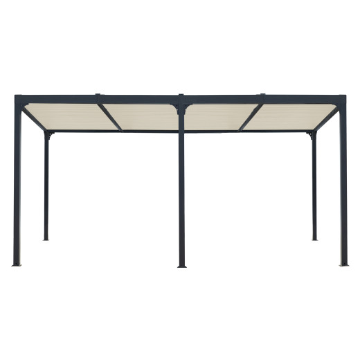 Pergola bioclimatique aluminium anthracite 21,52m² + toit avec lames ovales écru HABRITA
