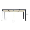 Pergola bioclimatique aluminium anthracite 21,52m² + toit avec lames ovales écru HABRITA