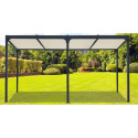 Pergola bioclimatique aluminium anthracite 21,52m² + toit avec lames ovales écru HABRITA