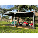 Pergola bioclimatique aluminium anthracite 21,52m² + 1 rideau - HABRITA