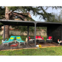 Pergola bioclimatique aluminium anthracite 21,52m² + 1 rideau - HABRITA