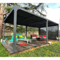 Pergola bioclimatique aluminium anthracite 21,52m² + 1 rideau - HABRITA