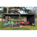 Pergola bioclimatique aluminium anthracite 21,52m² + 1 rideau - HABRITA