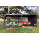 Pergola bioclimatique aluminium anthracite 21,52m² + 1 rideau - HABRITA
