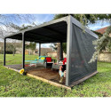 Pergola bioclimatique aluminium anthracite 21,52m² + 1 rideau - HABRITA