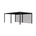 Pergola bioclimatique aluminium anthracite 21,52m² + toit avec lames ovales + 2 rideaux pour côté 5,98m HABRITA