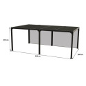 Pergola bioclimatique aluminium anthracite 21,52m² + toit avec lames ovales + 2 rideaux pour côté 5,98m HABRITA