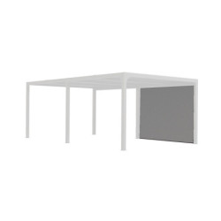 Rideau en PVC tissé gris pour côté 5,98m de la pergola bioclimatique alu 21,52m² Habrita