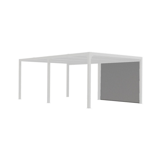 Rideau en PVC tissé gris pour côté 5,98m de la pergola bioclimatique alu 21,52m² Habrita