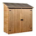 Abri mural en bois brut 1m² avec 2 étagères de rangement - Habrita