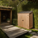 Abri mural en bois brut 1m² avec 2 étagères de rangement - Habrita