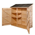 Abri mural en bois brut 1m² avec 2 étagères de rangement - Habrita