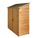 Abri mural en bois brut 1m² avec 2 étagères de rangement - Habrita