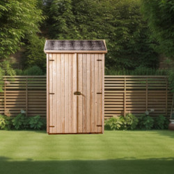 Abri mural en bois brut 0,70m² avec 3 étagères de rangement - Habrita