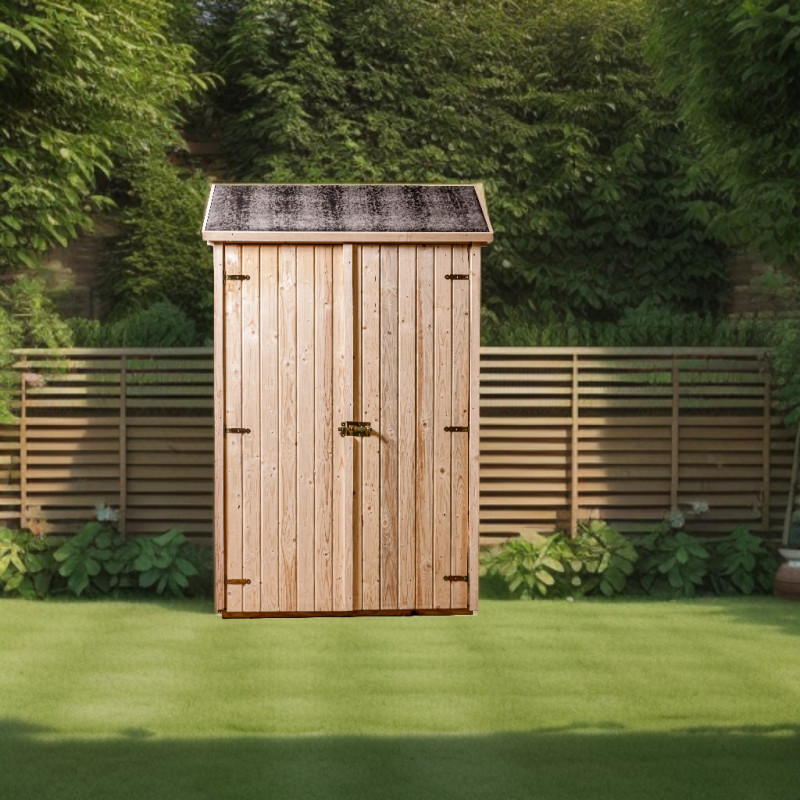 Abri mural en bois brut 0,70m² avec 3 étagères de rangement - Habrita