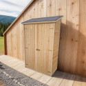 Abri mural en bois brut 0,70m² avec 3 étagères de rangement - Habrita