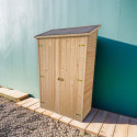 Abri mural en bois brut 0,70m² avec 3 étagères de rangement - Habrita