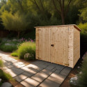 Abri mural en bois brut 2,37m² avec large double porte - Habrita
