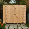 Abri mural en bois brut 2,37m² avec large double porte - Habrita