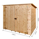 Abri mural en bois brut 2,37m² avec large double porte - Habrita