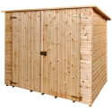 Abri mural en bois brut 2,37m² avec large double porte - Habrita