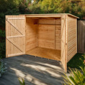 Abri mural en bois brut 2,37m² avec large double porte - Habrita