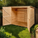 Abri mural en bois brut 2,37m² avec large double porte - Habrita