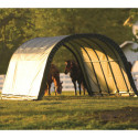 Abri pour animaux 22,6m² démontable à toit arrondi en acier et polyéthylène vert – Shelter Logic