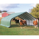 Abri pour animaux 40,9m² démontable en acier et polyéthylène vert – Shelter Logic