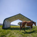 Abri pour animaux 49,6m² démontable en acier et polyéthylène vert – Shelter Logic
