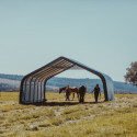 Abri pour animaux 49,6m² démontable en acier et polyéthylène vert – Shelter Logic