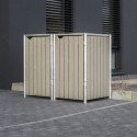 Cache-poubelle 2 compartiments Müllbox en bois traité gris 2x140L – HIDE