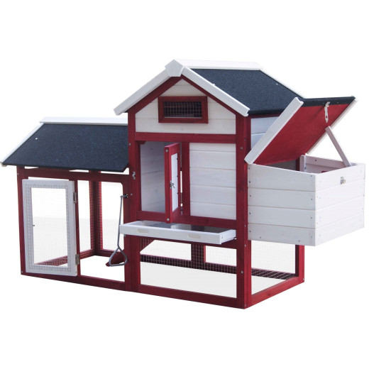 Poulailler bicolore en bois 10mm FSC 0,94m² pour 2 à 3 poules - HABRITA