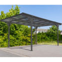 Carport monopente HELSINKI en aluminium anthracite et polycarbonate 503x305cm - Westmann