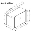Cache-poubelle double 172x100x131cm en acier pour conteneurs 240L – Westmann