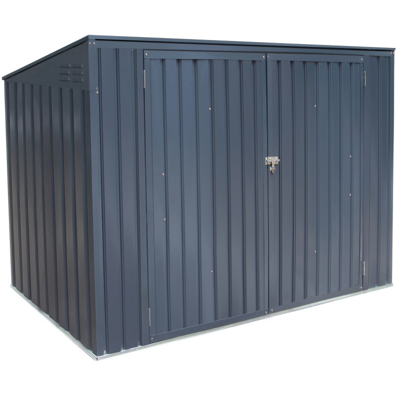 Cache-poubelle triple 235x100x131cm en acier pour conteneurs 240L – Westmann