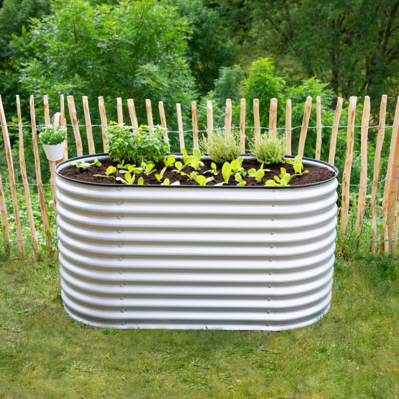Potager surélevé en tôles ondulées d’acier galvanisé 160x80x82cm Westmann