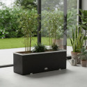 Bac à plantes 108x39x43cm en résine tressée noire et acier galvanisé Rattan Art