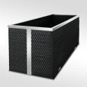 Bac à plantes 108x39x43cm en résine tressée noire et acier galvanisé Rattan Art