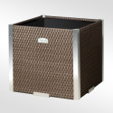 Bac à plantes 46x46x46cm en résine tressée anthracite et acier galvanisé Rattan Art