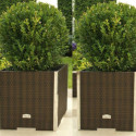Bac à plantes 46x46x46cm en résine tressée marron foncé nuancé et acier galvanisé Rattan Art