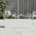 Bac à plantes 108x39x43cm en résine tressée blanche et acier galvanisé Rattan Art