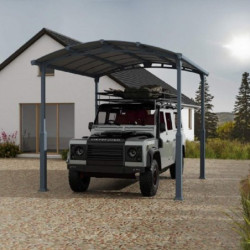 Carport en alu gris et polycarbonate 1 voiture 15,6m² Arcadia Alpine 4300 - PALRAM