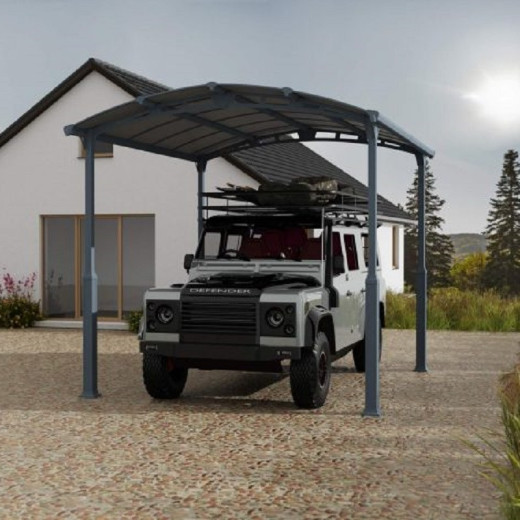 Carport en alu gris et polycarbonate 1 voiture 15,6m² Arcadia Alpine 4300 - PALRAM