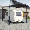Carport en alu gris et polycarbonate 1 voiture 15,6m² Arcadia Alpine 4300 - PALRAM