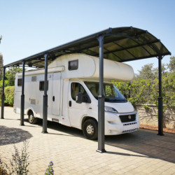 Carport en alu gris et polycarbonate 1 voiture 31m² Arcadia Alpine 8500 - PALRAM